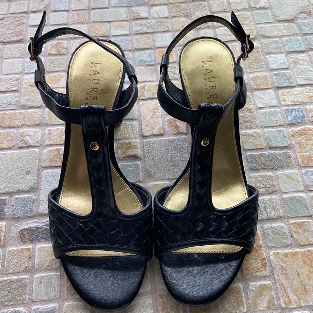 Ralph Lauren leather  block heel
